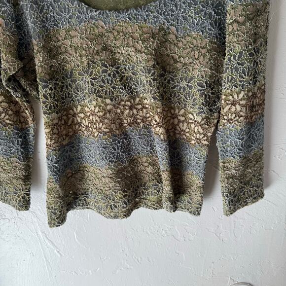 Star CCC Y2k Size Large Green Blue Floral Earth Funky Round Neck Top‎ - Picture 3 of 8